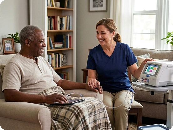 Patient receiving support at home